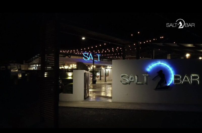 Frontage at night of Salt Bar Nicaragua overlooking the Pacific Ocean in San Juan del Sur