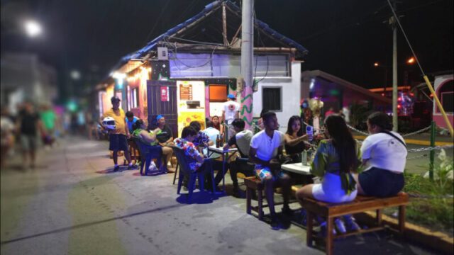 Galaxy Food's storefront at Plaza del Arte in San Juan del Sur, showcasing its vibrant signage and welcoming entrance.