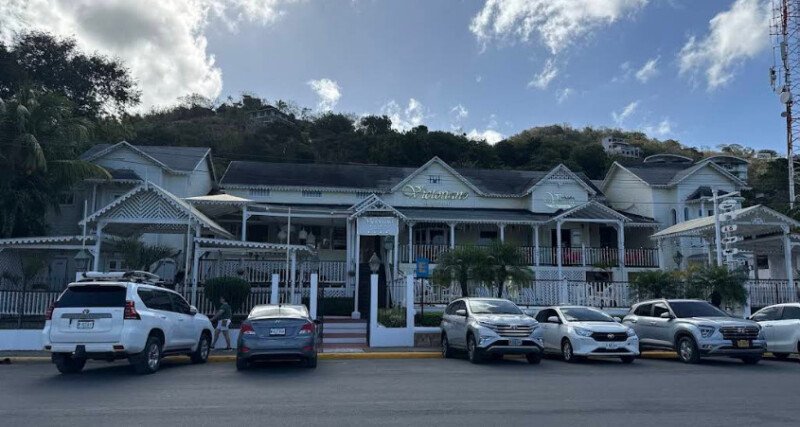Front façade of Hotel Victoriano with Victorian architecture and oceanfront views in San Juan del Sur