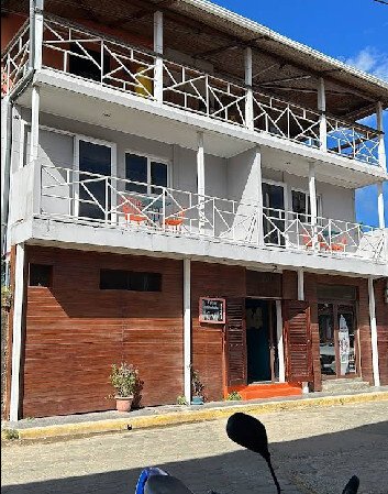Front view of El Caite Beach Hostel in San Juan del Sur, Nicaragua