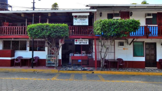 Exterior view of Rositas Hotel in San Juan del Sur, Nicaragua