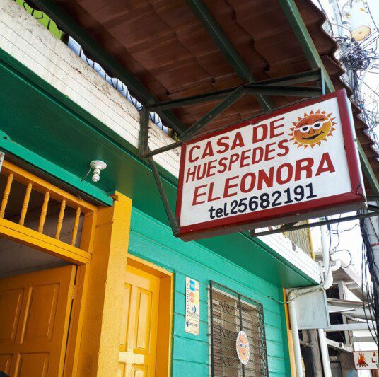 Exterior view of Hostal Eleonora, a cozy family-run hostel in San Juan del Sur, Nicaragua