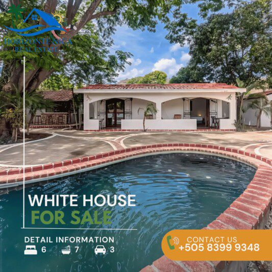 A pool view of a property featured by Horizonte Nica Real Estate in San Juan del Sur