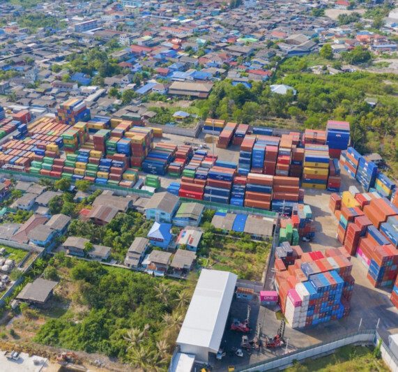 Maranatha Cargo Express - trucking logistics and shipping containers aerial view