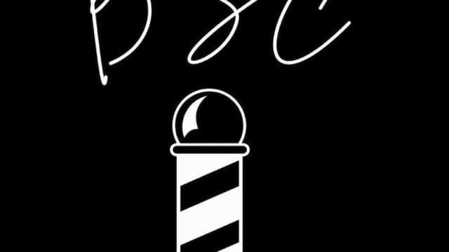 Barber Shop Carmona Logo with initials and the barber sign