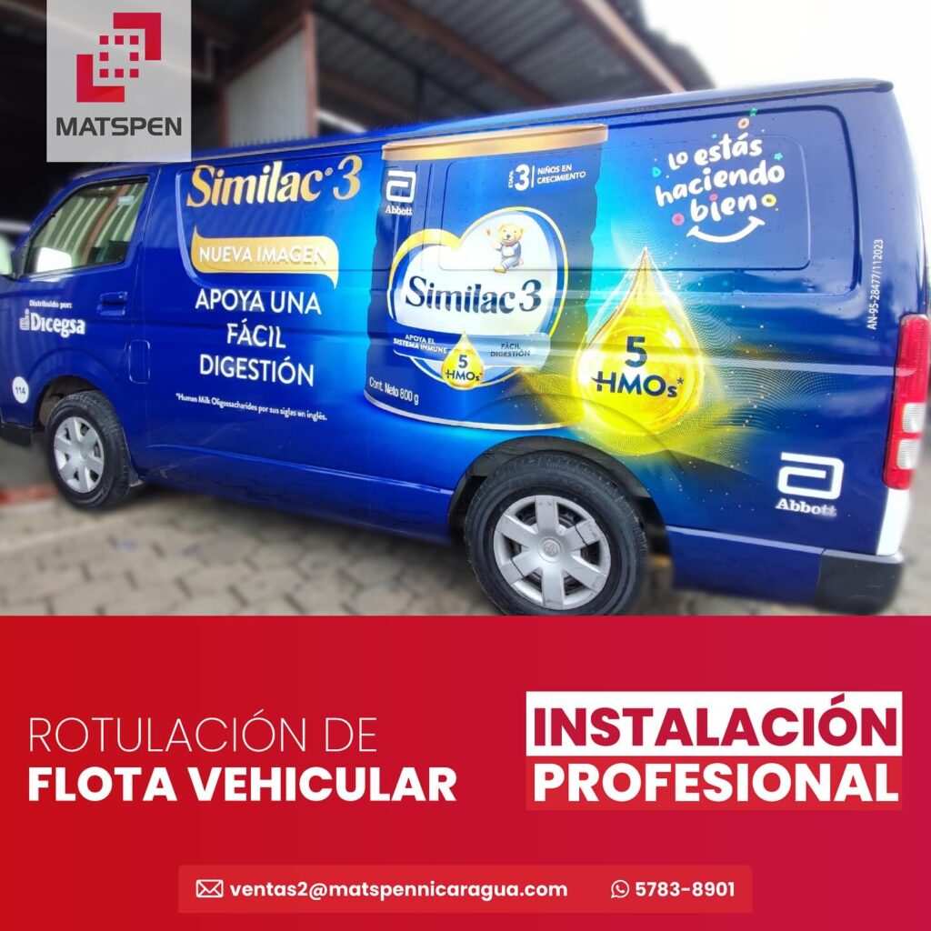 Matspen: muestra de señalización y materiales de marca impresos por el taller/fabricación de Matspen Nicaragua