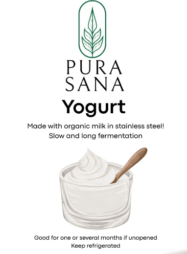 Pura Sana Yoghurt label